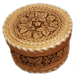 Шкатулка ср. Клубника круг (береста) Шкатулка ср. Клубника круг (береста)